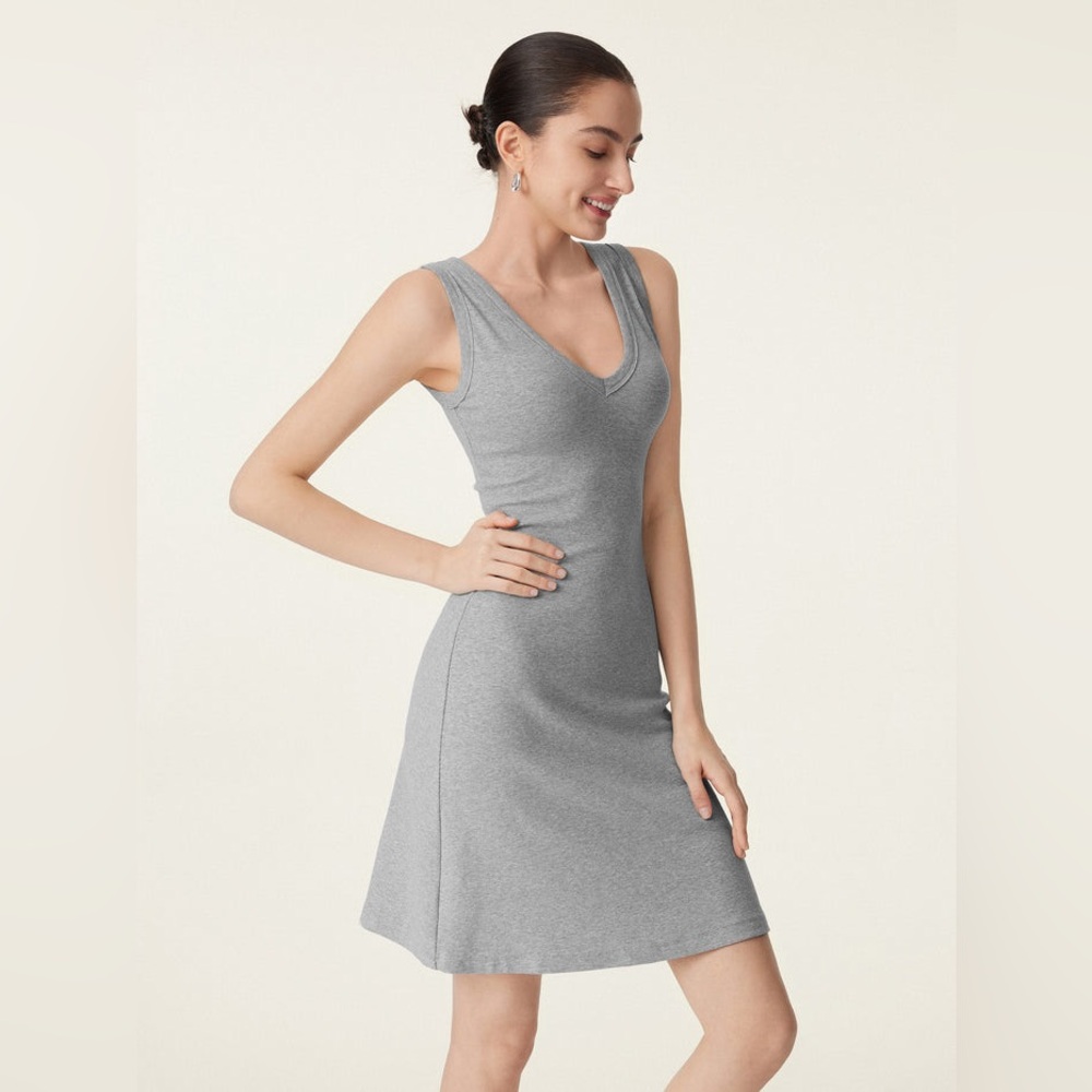 OGL Move Plantive® Flattering V-neck A-line New Airy Brami Tank Dress Gray Sz S